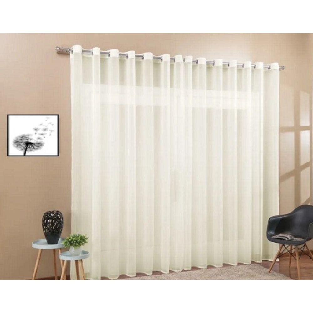 Cortina Voil Sala Ou Quarto 5,00x2,80 Ilhós Cromado