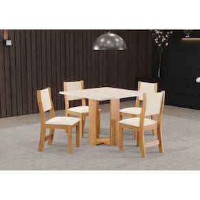 Conjunto Sala de Jantar Jady Mesa Quadrada com 4 Cadeiras Sol Mel/Blonde/Bege