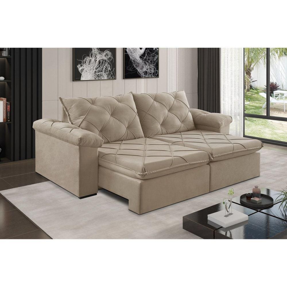 Sofá Retrátil 4 Lugares 302cm Astor 2137 Bege
