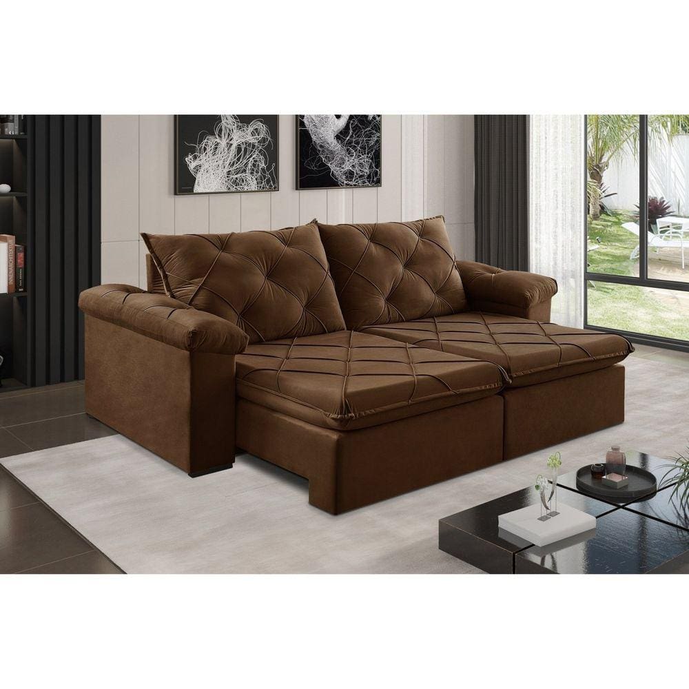 Sofá Retrátil 4 Lugares 302cm Astor 2131 Marrom