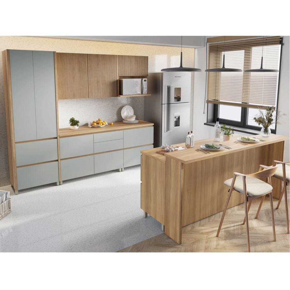 Cozinha 8 Peças 100% MDF Rainha Gourmet Marrom/Verde