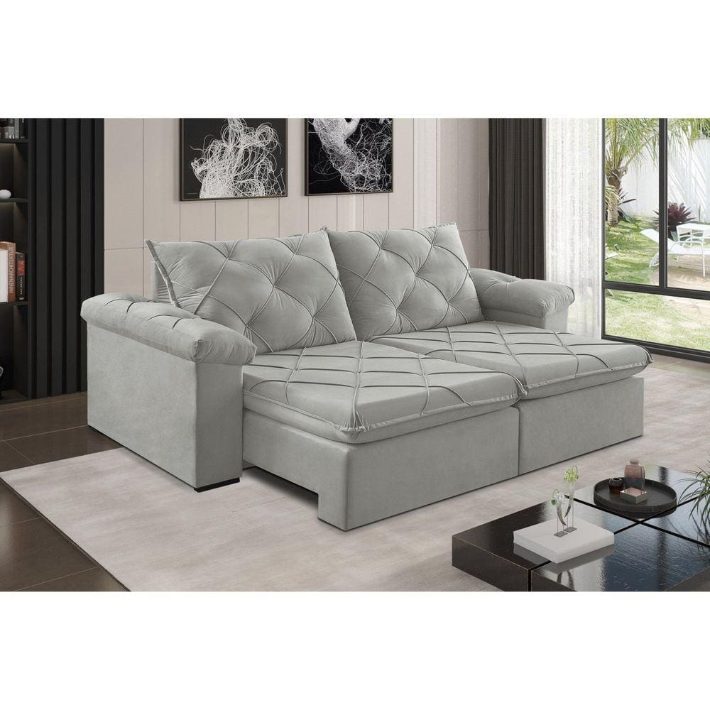 Sofá Retrátil 2 Lugares 202cm Astor 2107 Cinza prateado