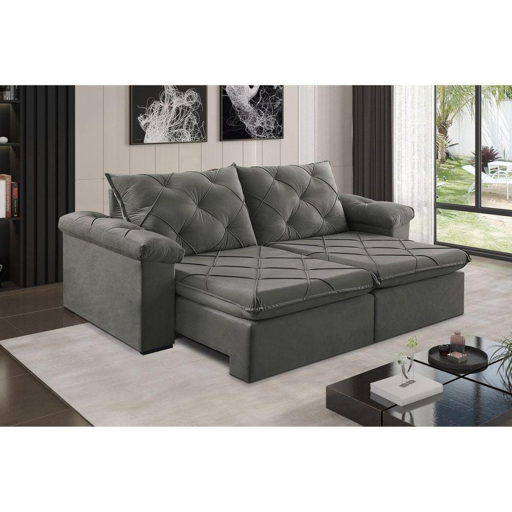 Sofá Retrátil 4 Lugares 302cm Astor 2103 Cinza