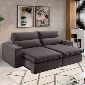 Sofá 2 Lugares 190cm Retrátil e Reclinável Free Veludo Cinza