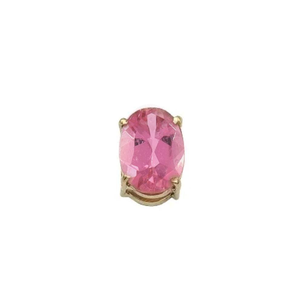 Pingente Oval Turmalina Pink 7X4Mm Em Ouro 18K
