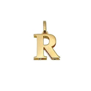 Pingente Letra R Galeria Em Ouro 18K