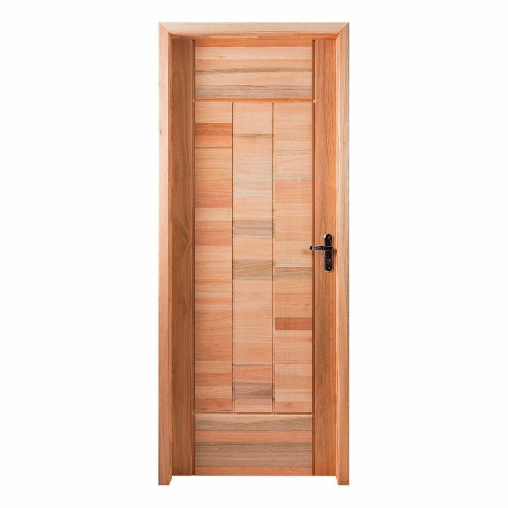Kit Porta Pronta Maciça 214x87cm Eucalipto Esquerda Pm97 Cruzeiro Portas Nude