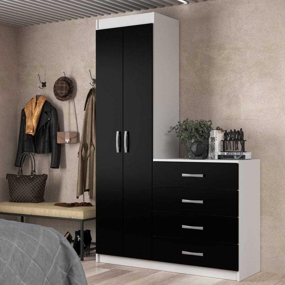 Cômoda 4 Gavetas 2 Portas Larissa Yescasa Preto