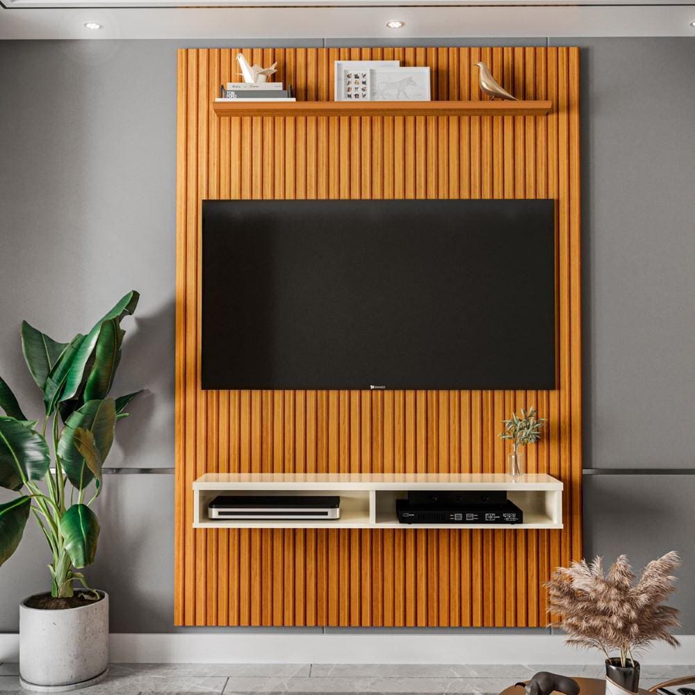 Painel Ripado 3D para TV Até 60 Polegadas Print com Nicho 135cm