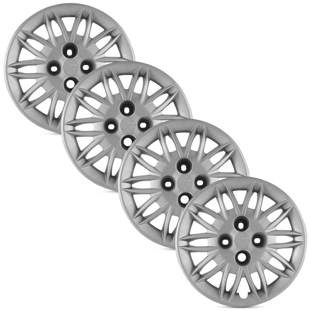 Jogo 4 Calota Original Fiat Idea Prata Aro 15 Grid