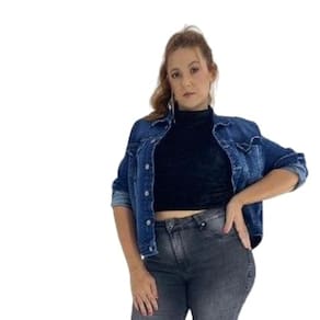 Jaqueta Jeans Feminina Plus Size