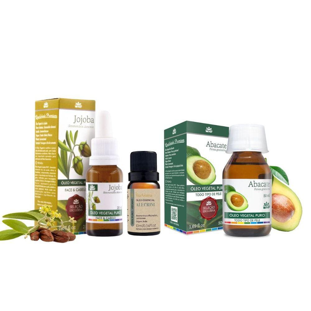 Kit Tratamento Cabelos com Queda Óleo Abacate - Jojoba e Alecrim