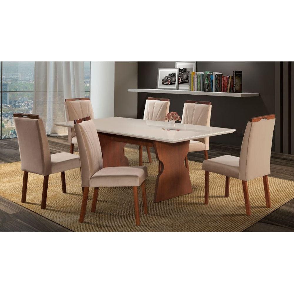 Sala de Jantar Completa com 6 Cadeiras 2,0x0,90 metros - Chitai - Art Salas