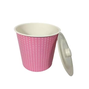 Lixeira de Pia Redonda Com Tampa 3 L - Quarto Bebe Escritório Home Office - Monte Libano Cor Rosa - PANAMI