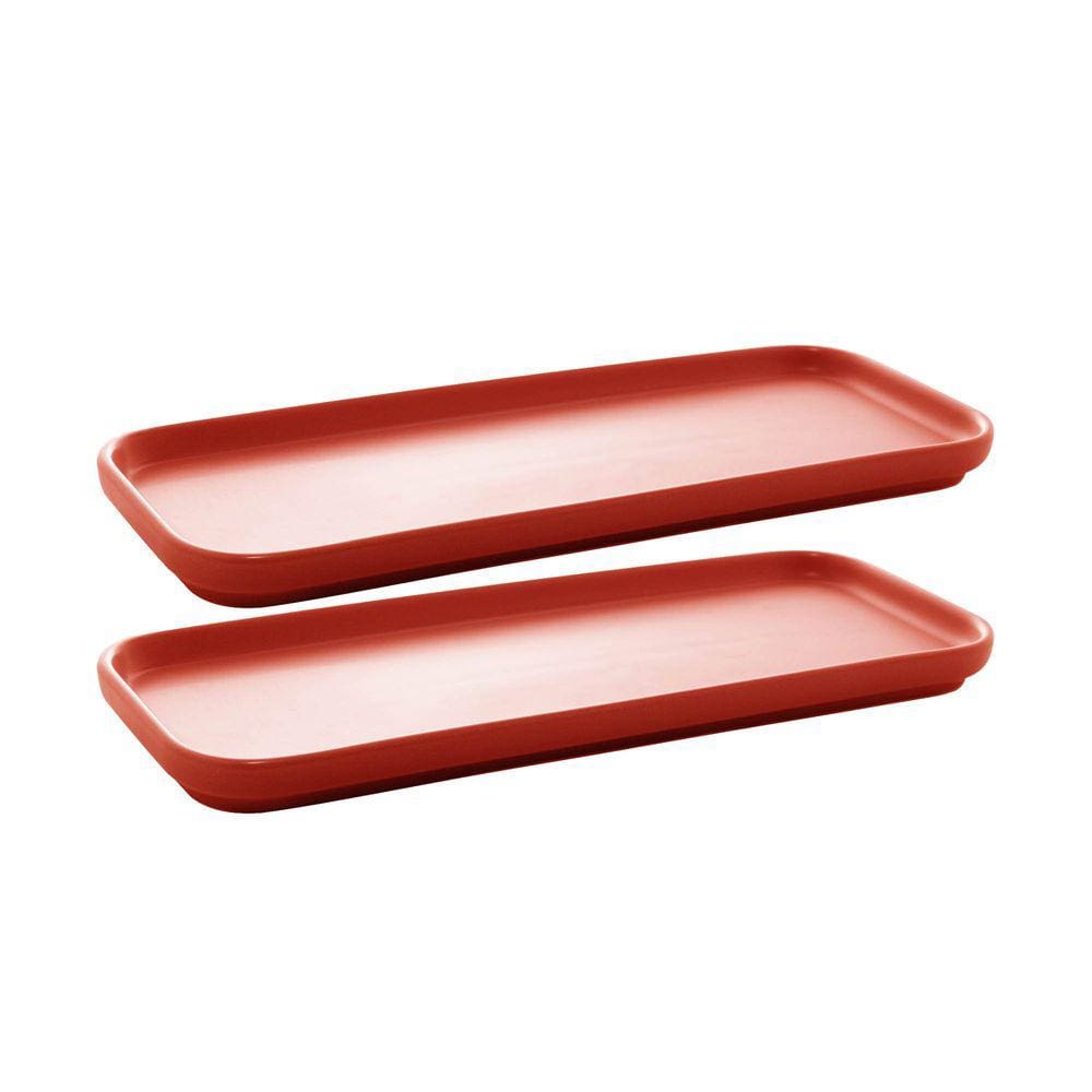 Conjunto com 02 Travessas Cerâmica Nórdica Vermelho Matt 28627 - Bon Gourmet