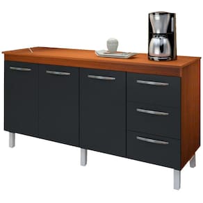Balcao Com Tampo 160cm 9140X9320 Savana Preto Mobbs