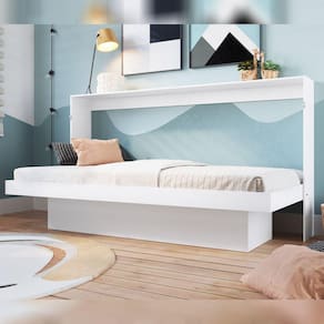 Cama Articulável Horizontal Solteiro com Estação de Trabalho Latino Branco