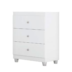 Comoda Branca Infantil 3 Gavetas Gutti Cor Flex Branco com Rosa ou Branco com Azul - Móveis Estrela Baby