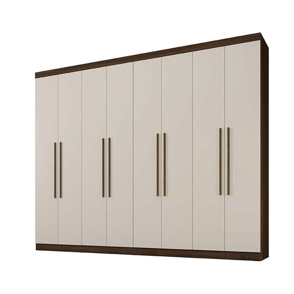 Guarda Roupa Casal 8 Portas 4 Gavetas New Premium Benetil Móveis Imbuia/Off White