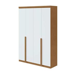 Guarda Roupa Casal 4 Portas 2 Gavetas Alonzo Lopas Amêndoa Clean/Branco