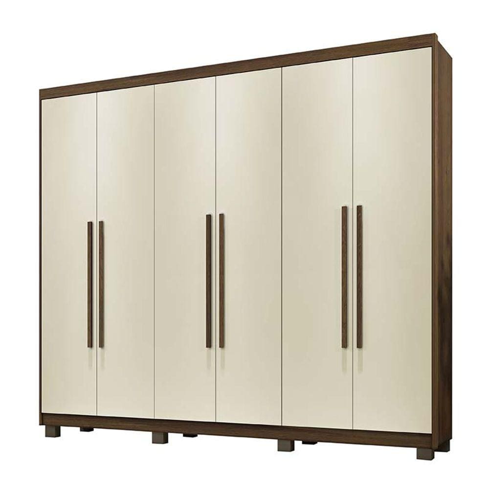 Guarda Roupa Casal 6 Portas 6 Gavetas Nápoli Benetil Móveis Imbuia/Off White