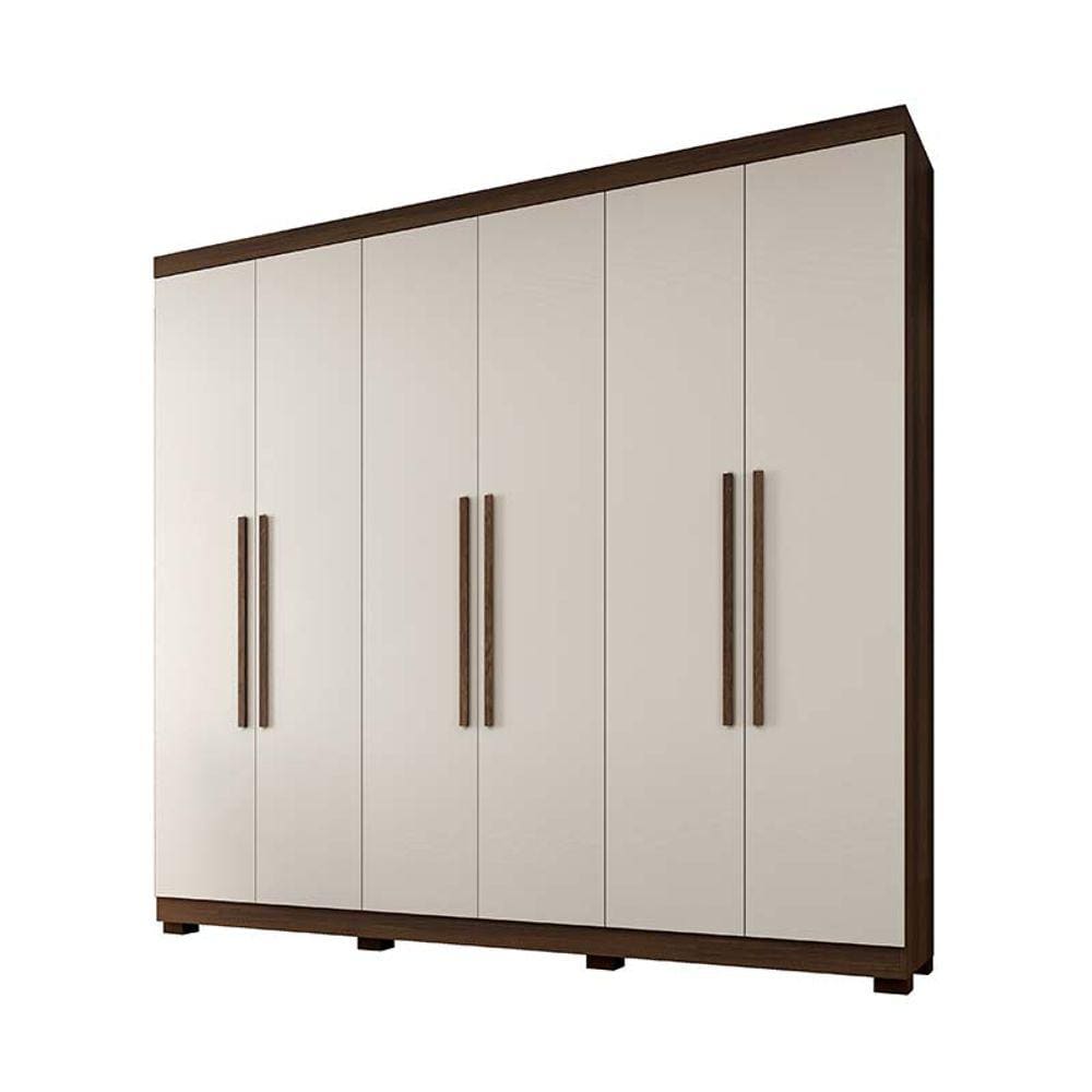 Guarda Roupa Casal 6 Portas 4 Gavetas New Master Benetil Móveis Imbuia/Off White