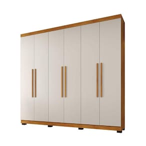 Guarda Roupa Casal 6 Portas 4 Gavetas New Master Benetil Móveis Cinamomo/Off White