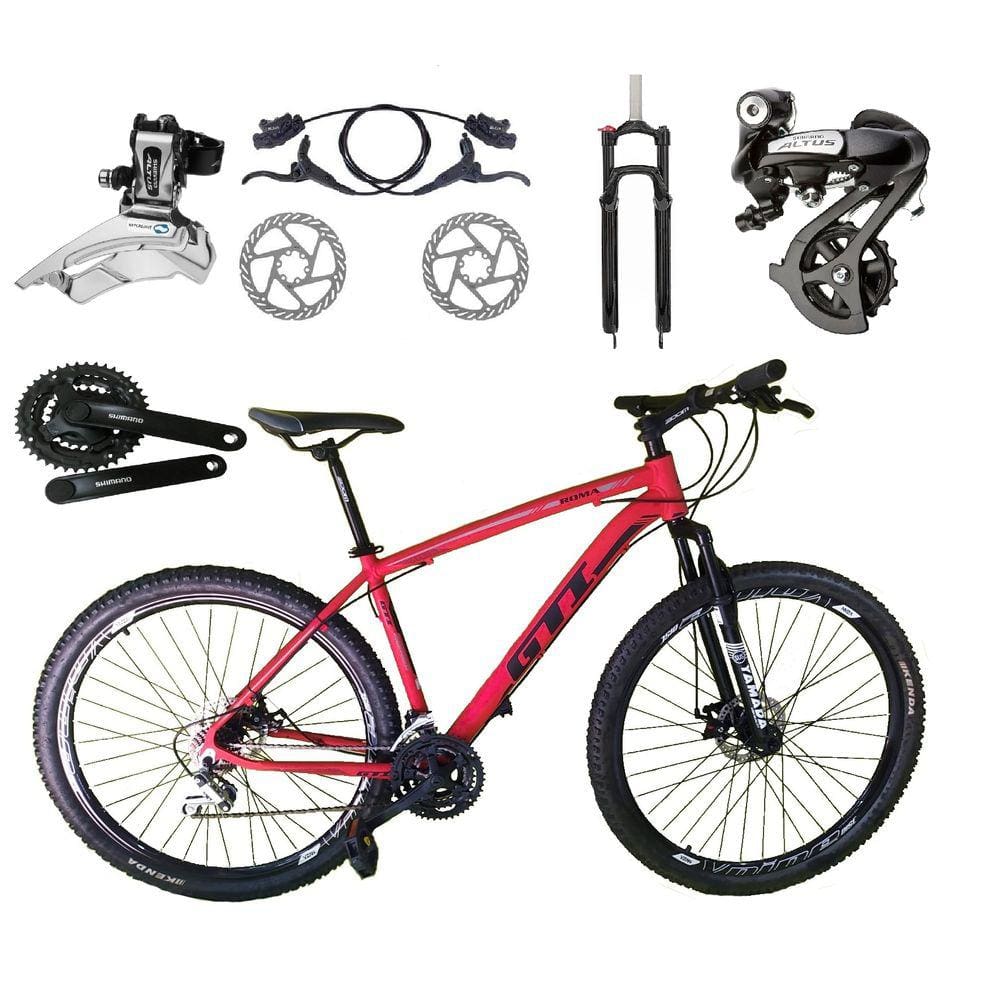 Bicicleta Aro 29 GTI Roma Câmbios Shimano Altus 24v K7 Alumínio Freios Hidráulicos Garfo Com Trava - Vermelho