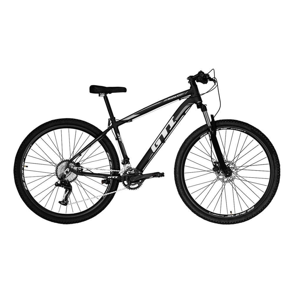 Bicicleta Aro 29 GTI Roma 2x9 Freios Hidráulicos Garfo Com Trava 18v Alumínio - Preto\\Cinza