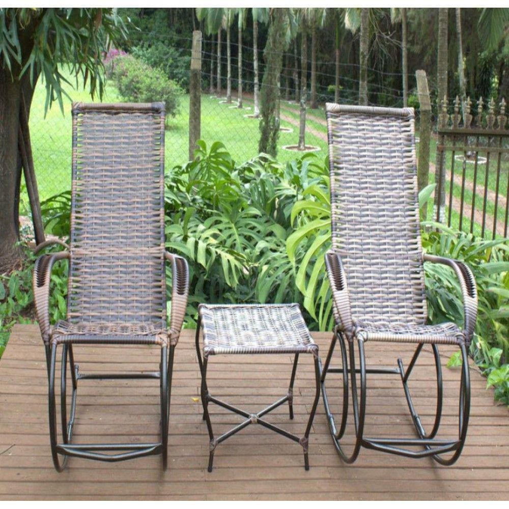 Cadeiras de Balanço e Mesa de Centro Para Área, Edícula, Jardim e Decoração Fibra Sintética