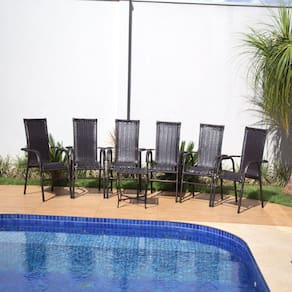 Conjunto de 06 Cadeiras E Mesa De Centro Área Varanda Piscina Churrasqueira