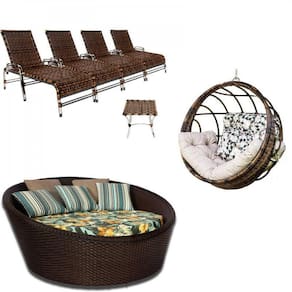 Kit com 4 Espreguiçadeiras, 1 Balanço Hungria, 1 Chaise e Mesa Centro
