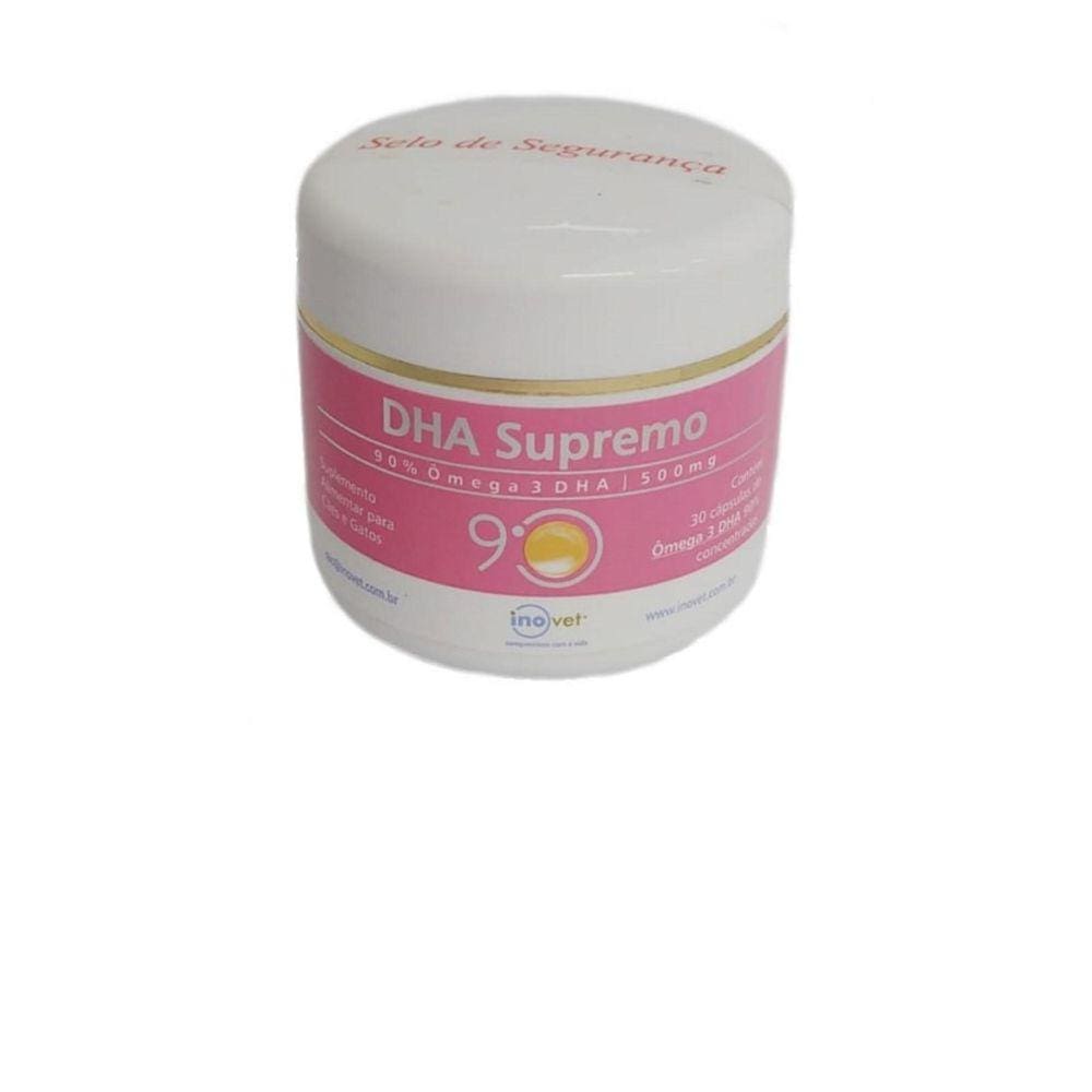 Dha Supremo 90% Ômega 3 Suplemento Para Cães E Gatos 500Mg Com 30 Cápsulas- Inovet