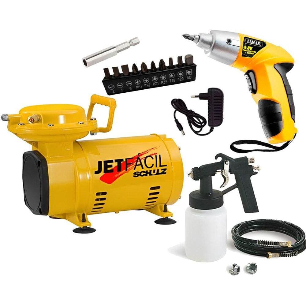 Compressor de Ar Direto JET FÁCIL com Kit e Parafusadeira