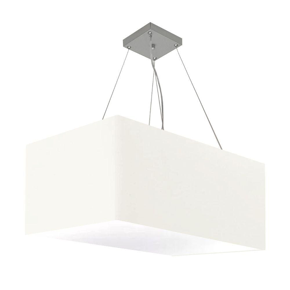 Lustre Pendente Retangular Md-4372 Cúpula em Tecido 60x40cm Branco