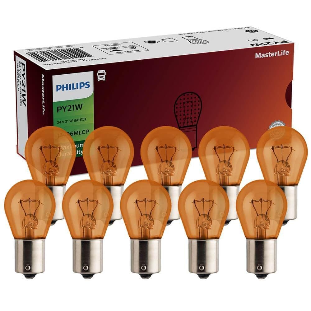 10 Lâmpada Philips Amarela Py21w 24v Bau15s Lanterna E Pisca