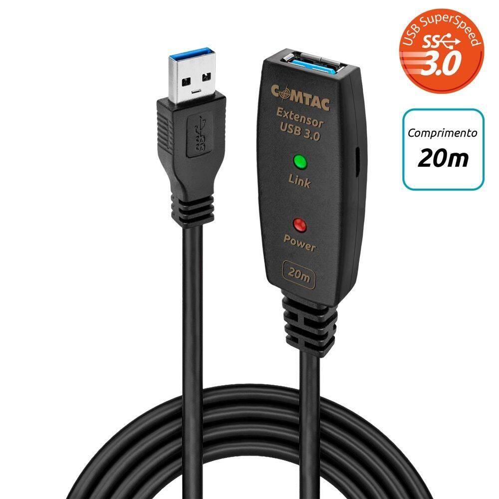 Cabo Extensor USB 3.0 AM AF 20 Metros Comtac 9376