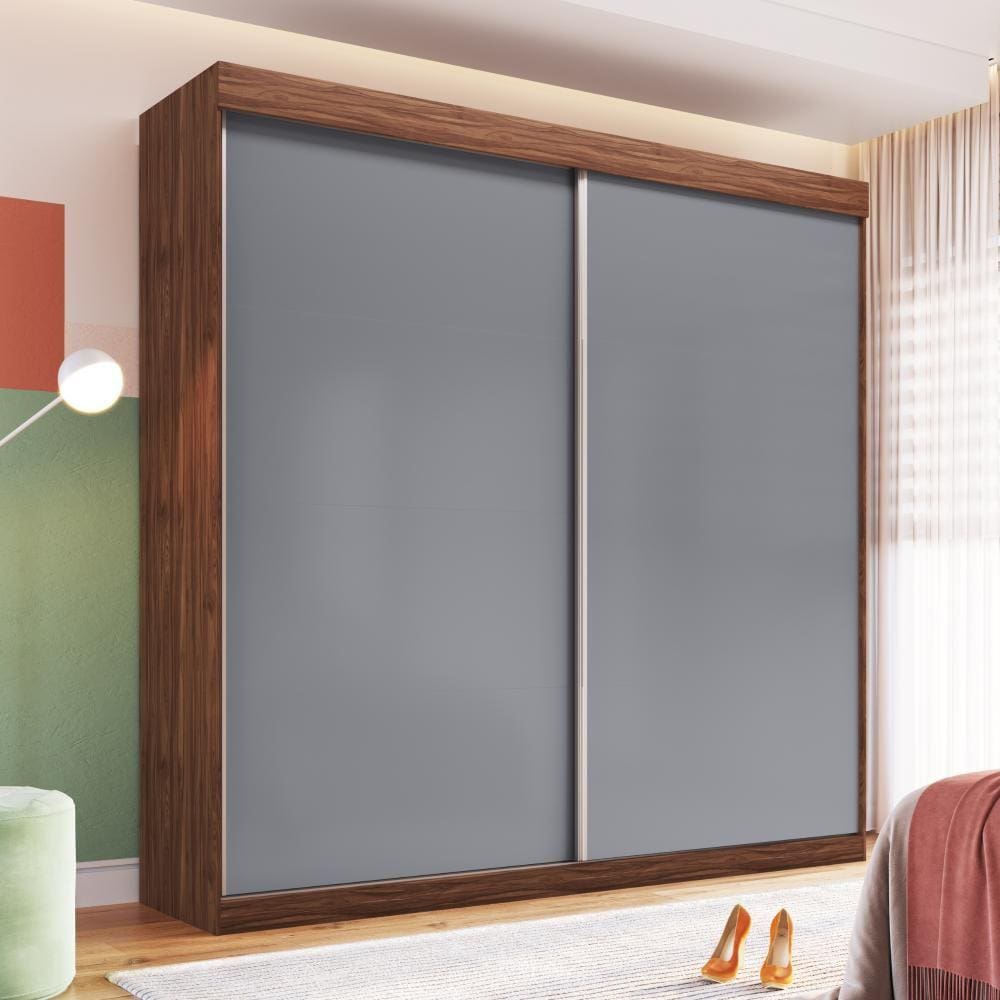 Guarda Roupa Casal 2 Portas de Correr 6 Gavetas Internas RP5260 Decibal Wengue Griseo
