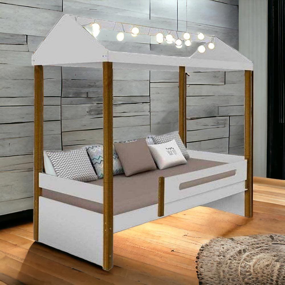 Cama Casinha Lara Branca com LED