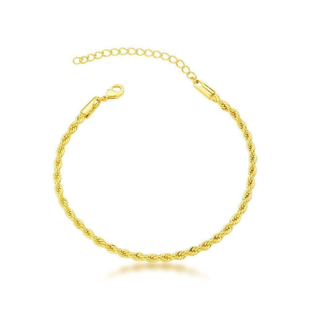 Pulseira Cordão Baiano 3mm Banhado A Ouro 18k - 15cm