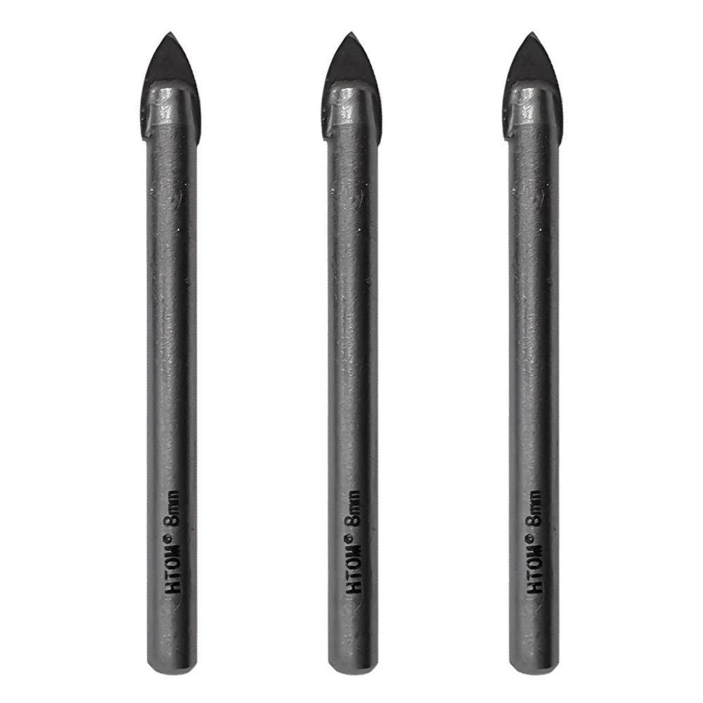 Kit 3 Brocas Para Vidro 8Mm Porcelanato Cerâmica Metal Duro