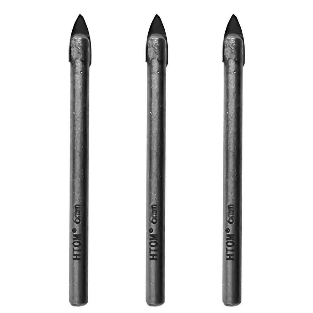Kit 3 Brocas Para Vidro 6Mm Porcelanato Cerâmica Metal Duro