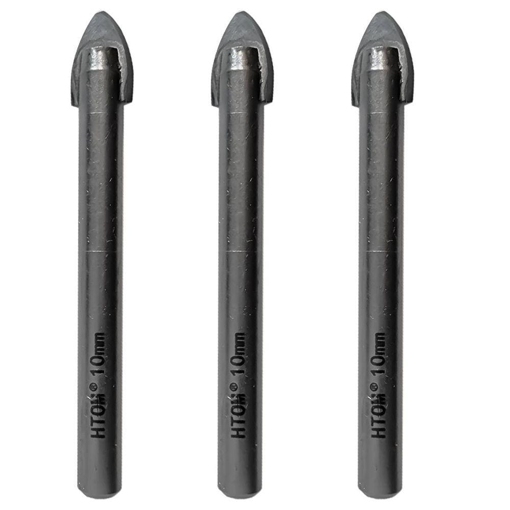 Kit 3 Brocas Para Vidro 10Mm Porcelanato Cerâmica Metal Duro