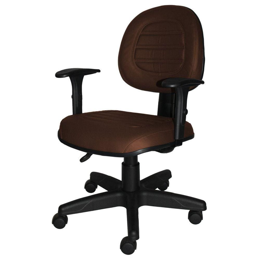 Cadeira Giratória Gomada com Back System Braço Regulável Executiva Metal Wood Design Marrom