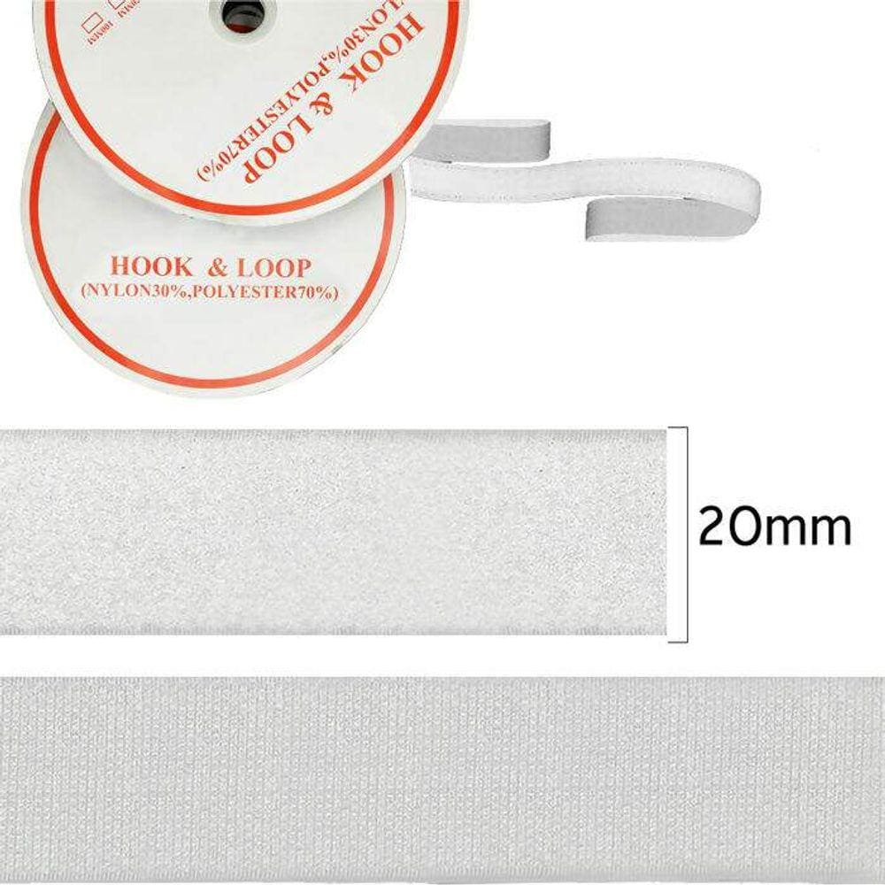 Fecho de Contato Branco 20 mm - 25 Metros