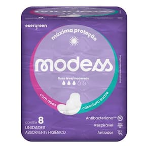 Absorvente Modess Máxima Proteção Suave Com Abas 8 unidades