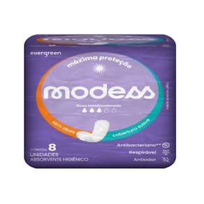 Absorvente Modess Máxima Proteção Suave Sem Abas 8 Unidades