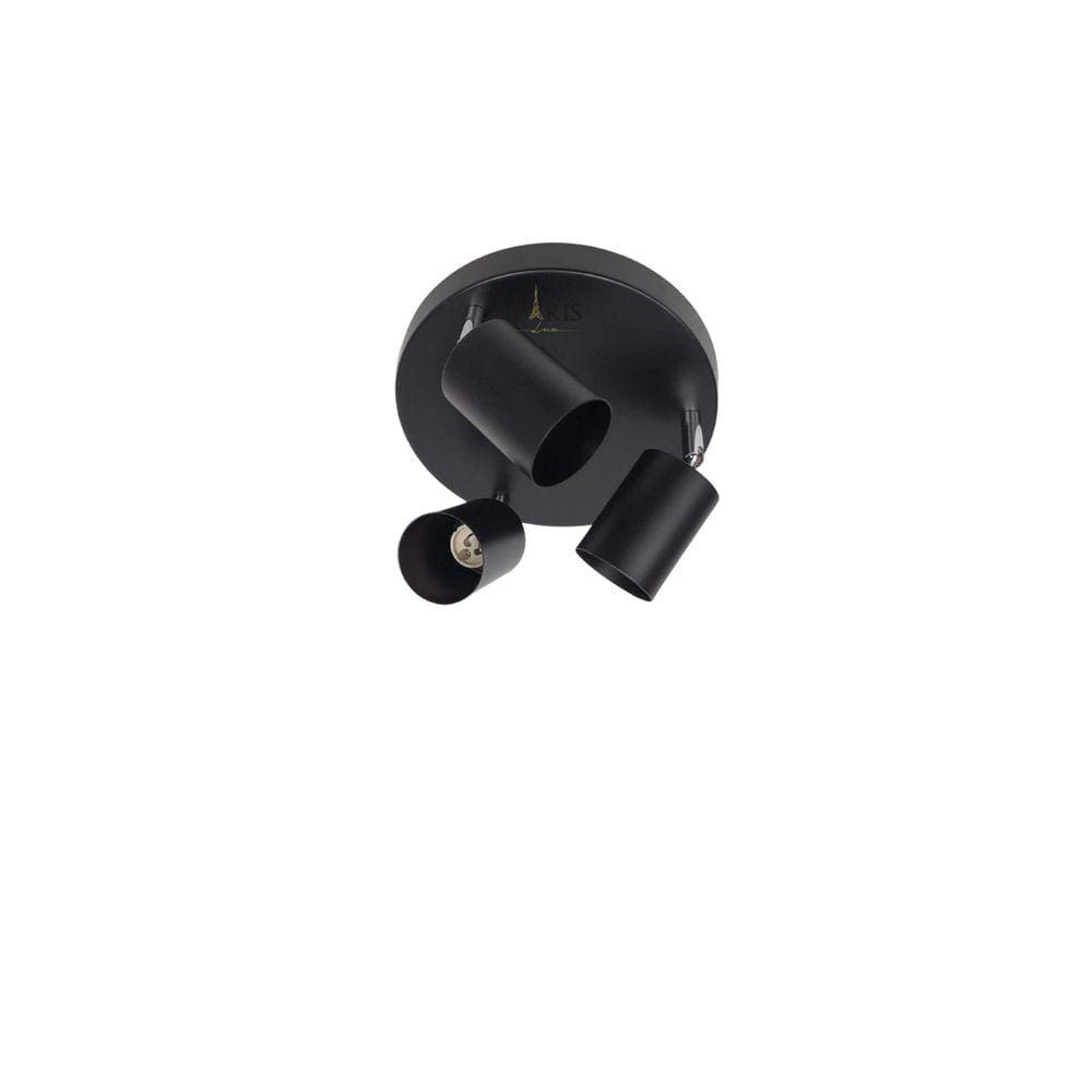 Spot Sobrepor Direcionável Triplo com Base Redonda Preto GU10 20cm