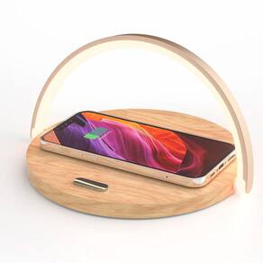 Luminária de Mesa Led com Carregador sem fio e Suporte para Celular