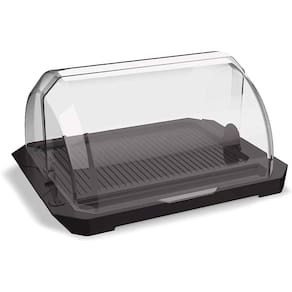 Porta Pão Acrílico Suporte Guarda Armazena Pães Com Tampa Transparente Retrátil Preto UZ Utilidades Cesto Pao Padaria Multiuso